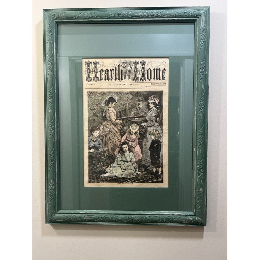 Saturday May 17th 1873 Antique Hearth & Home Magazine Framed Art Illustration